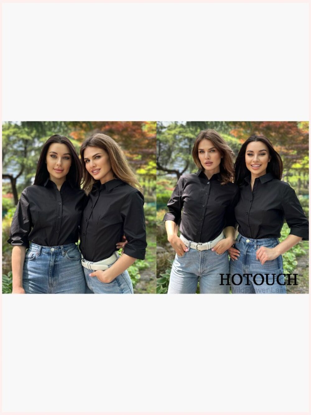 3/4 Sleeve Button Down Shirt Stretch Fit Blouse Top - Picture 7 of 7